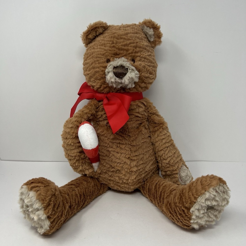 Demdaco Christmas Holiday Bear Plush with Candy Cane Great Gift Stuffed Toy